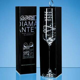 Just For You  Diamante Champagne Flute with Spiral Design Cutting in an attractive Gift Box