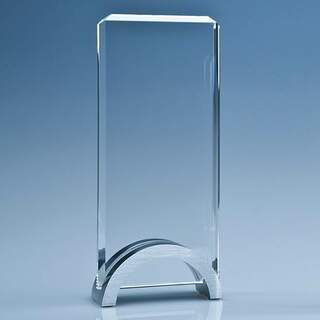 17.5cm x 9cm x 15mm Optical Crystal Rectangle on an Aluminium Base