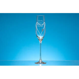 Single Diamante Champagne Flute with Heart Shaped Cutting